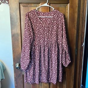 Maroon flowered dress